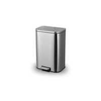 Lixeira Inox 12 Litros Retangular com Pedal, Fechamento Suave e Cesto Removível Ideal para Cozinha e Banheiro Brinovar