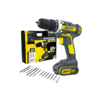 Furadeira Parafusadeira Bateria Kit 13 Acessórios Cor Cinza e Amarelo Frequência 60Hz