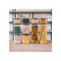 10 Potes Herméticos em Acrílico Cristal para Cozinha Empilhável Organizador para Mantimentos Amobox