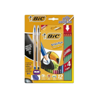 BIC, Kit Escolar Colorir + Cristal Precisão + 4 Lápis, 20 Unidades