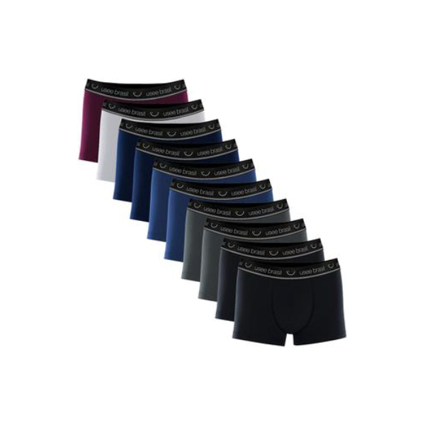 Kit Com 10 Cuecas Boxer Algodão Adulto Usee Brasil