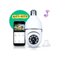 Kit1~Kit5 Câmera segurança Prova D'água wifi Inteligente sem fio 360 graus com encaixe lâmpada bocal vigilancia