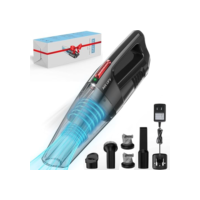 Aspirador de Pó Portátil Sem Fios, 9000PA Sucção Poderosa com Luz LED, Úmido/Seco, Recarregável, para Carros e Casa, com Filtro Duplo Lavável, Preto, 127V