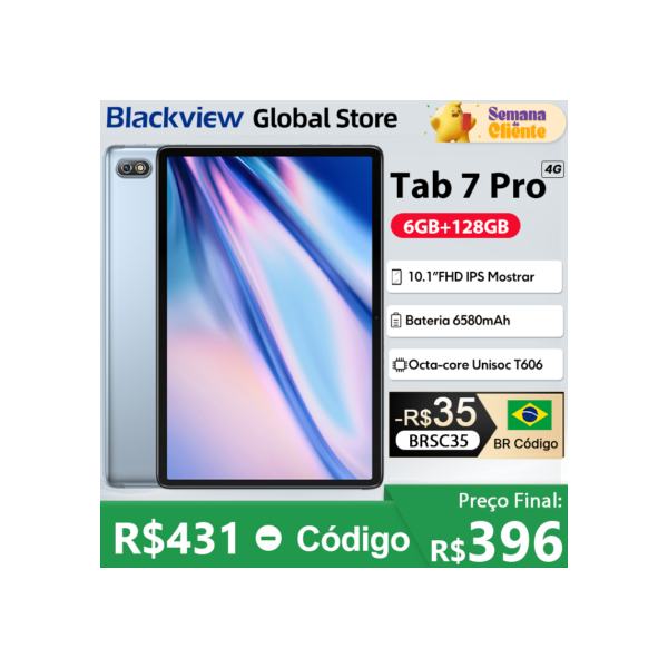 Blackview tab 7 pro tablet 10.1 ''fhd display octa-core 4g 6gb128gb 6580mah gps 2.4g/5g wifi android 12 almofada 13mp câmera almofada pc
