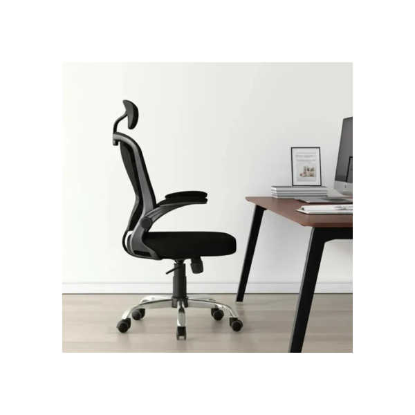 Cadeira De Escritório Ergonômica Giratória B100 Boston Preta Com Estofado Mesh Com Ajuste Lombar Luvinco
