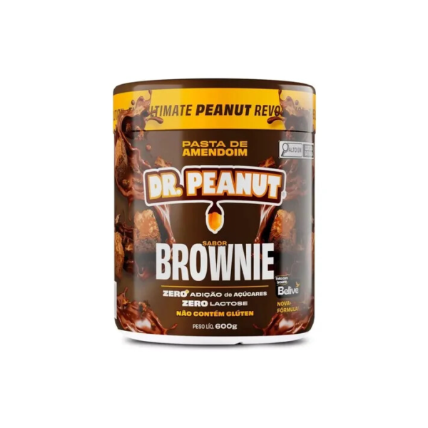 Pasta De Amendoim Com Whey Protein - 600g - Dr. Peanut Sabor Brownie