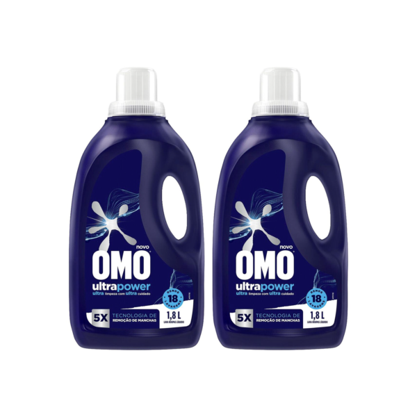 Kit 2 Lava-Roupas Líquido Omo Ultra Power 1,8l