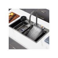 Kit Cuba Cozinha Gourmet Aço Inox C/ Torneira Flexível Preto.