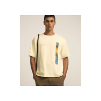Camiseta Boxy em Algodão com Estampa Surrealismo Amarelo