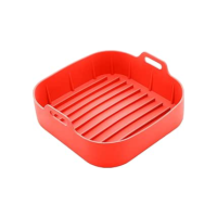 LYOR - Forma Quadrada de Silicone para Air Fryer Vermelha 20cm x 7cm