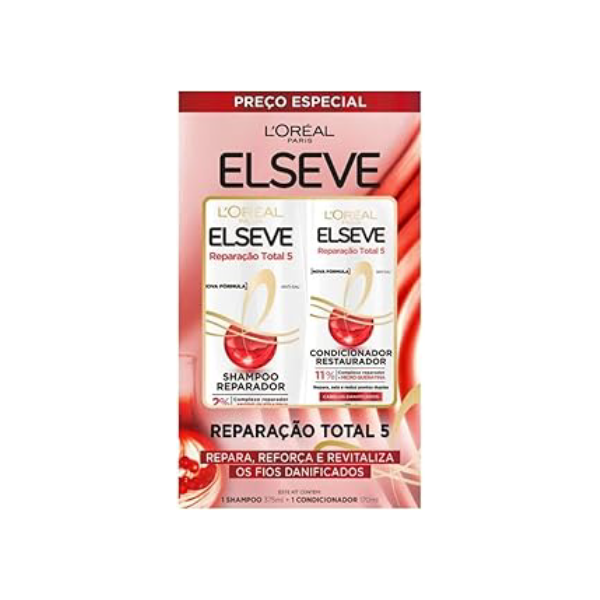 Kit Shampoo + Condicionador Reparação Total 5, 545 ml, 2 Unidades, Elséve