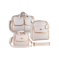 Kit Bolsa maternidade com mochila para menina e menino cor creme Bambinelli