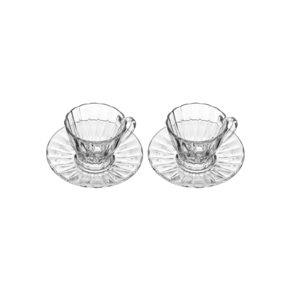 LYOR - Conjunto 2 xícaras para Chá de Cristal com Pires Radial 180ml