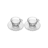 LYOR - Conjunto 2 xícaras para Chá de Cristal com Pires Radial 180ml