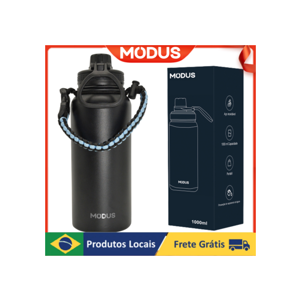 MODUS Garrafa Térmica de Água Portátil de Aço Inoxidável, Vácuo de Parede Dupla, Boca Larga, Copo Esportivo, Frio, Calor, 1000ml, 32 oz