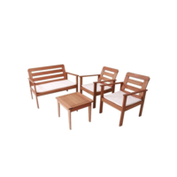 Conjunto para Jardim com 1 Sofá 2 Poltronas 1 Mesa de Centro Madeira Maciça Cairo 