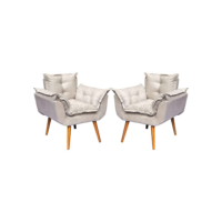 Kit 2 Poltronas Alice Para Sala Decorativas Cadeiras Confortáveis Para Sala De Espera Recepção Consultório Escritório Manicure Pé Castanho - Clique & Decore (Bege)