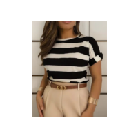 Blusa Feminina Manga Japonesa Casual Curta Em Viscolaycra