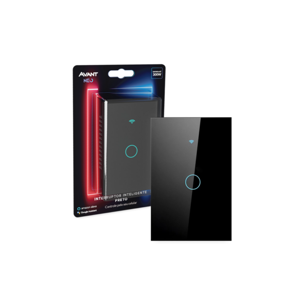Interruptor Inteligente Touch WiFi Preto Avant Neo