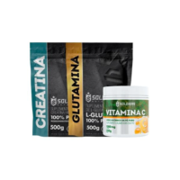 Kit: Glutamina 500g + Vitamina C Em Pó 250g + Creatina Monohidratada 500g - 100% Puro Importado