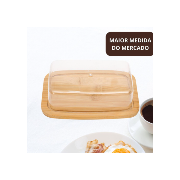 Manteigueira Porta Manteiga De Bambu Boleira Com Tampa Redondo Multiuso Jolitex MEK