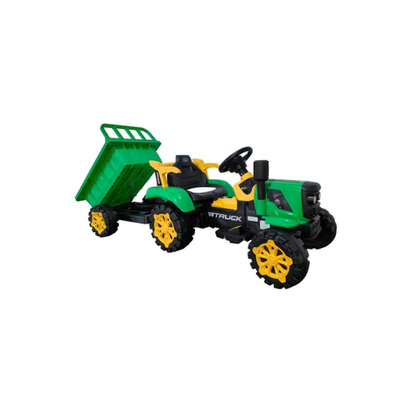 Trator Elétrico Infantil 12v Verde Caçamba Música Mp3 Pedal Bang Toys