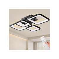 Moderno plafon led sobrepor, Design Quadrado 4, Regulável 3000K-6500K, Acrílico luminária led, Tensão ampla de 110-220 V, Adequado para Quarto, Cozinha, Sala de Jantar, Escritório