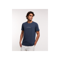 Camiseta Regular em Algodão e Lettering Set Yourself Free Azul
