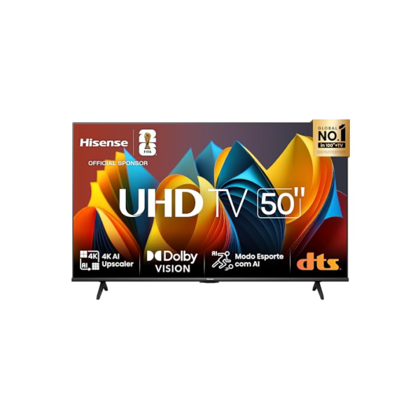 Hisense Smart TV UHD 4K DLED 50" Polegadas 50A6K com HDR10+ Dolby Vision Game Mode Controle por Voz Alexa Built-In AirPlay