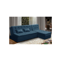 Sofá Cama King 5 Lugares 2,70m Alice Suede Azul Adonai Estofados - Azul Marinho