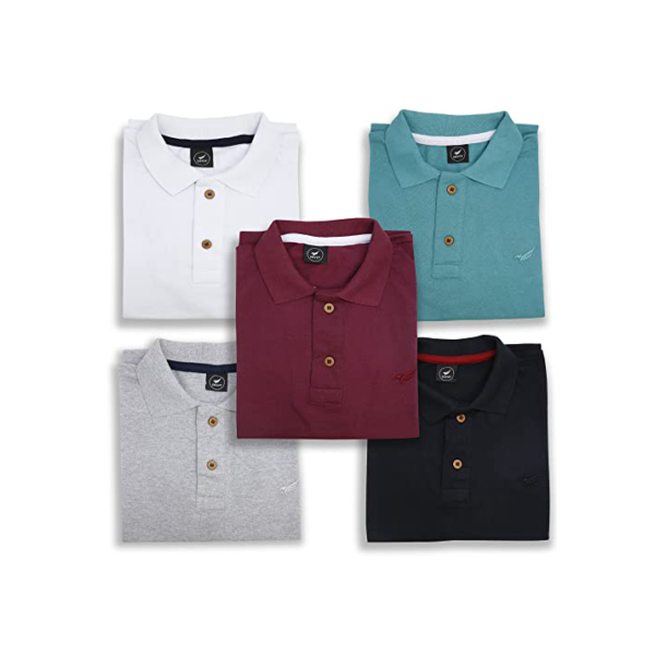 Kit 5 Camisa Polo Envoy Tecido Piquet Básica Masculina (G, PRETO-BRANCO-VINHO-CINZA-VERDE ÁGUA)
