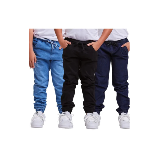 Kit 3 Calça Jeans Jogger Menino Infantil Juvenil 2 Ao 8