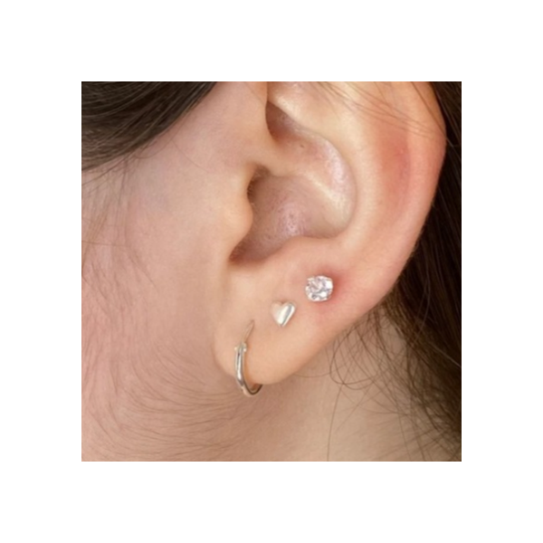 Kit Conjunto trio de Brincos Feminino em Prata 925 - 3 pares Argola Ponto de Luz Coração