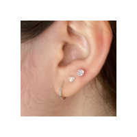Kit Conjunto trio de Brincos Feminino em Prata 925 - 3 pares Argola Ponto de Luz Coração
