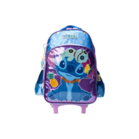 Mochila Escolar P/ Meninas Stitch Com Rodinhas Luxcel Cor Violeta Desenho do tecido Liso