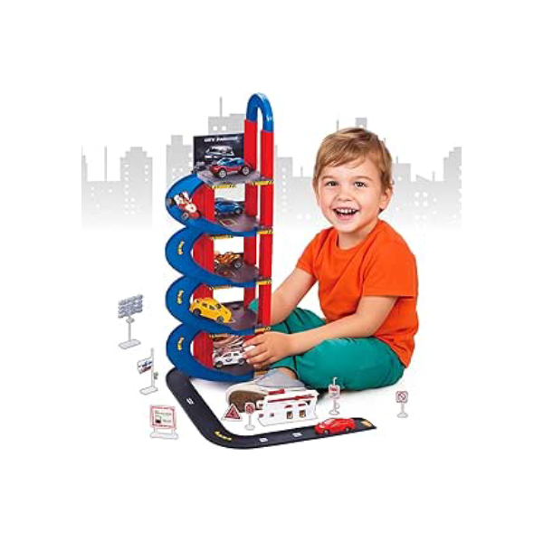 Pista De Carrinhos Brinquedo Infantil Corrida Estacionamento 4 Andares Acompanha 6 Carrinhos