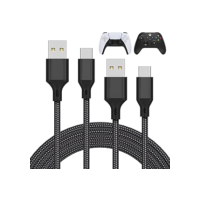 MENEEA Pacote com 2 cabos de carregamento de 3 m para controle PS5/para Xbox Series X/para controle Xbox Series S, cabo USB C de substituição de nylon trançado acessórios para portas