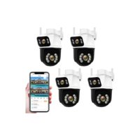 Kit 4 câmeras de segurança a28b 4k ultra hd 6mp ip wifi 2.4g lente dupla visão noturna infravermelho sensor de movimento pir detecção inteligente rotação 360° app icsee externa sem fio