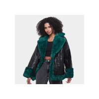 Jaqueta Colcci Detalhes Pelúcia Feminina - Preto+verde