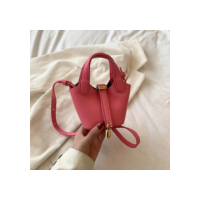 Mini Bucket Bag Com Fivela Magnética Pu Vermelha