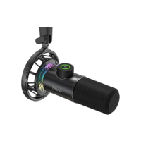 FIFINE Microfone USB para jogos, mic dinâmico RGB para PC,com botão Tap-to-Mute,microfone cardioide Plug & Play com conector de fone ouvido para streaming, podcast, Twitch, YouTube, discórdia- K658