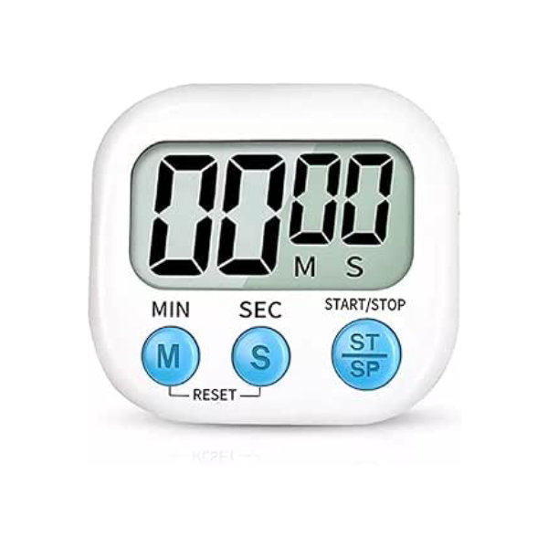 Timer Digital Para Cozinha Temporizador Cronômetro Relógio Imã, LCD Grande, Alarme, Suporte Para Mesa Ou Gancho Original Na Cor Branco