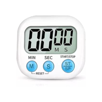 Timer Digital Para Cozinha Temporizador Cronômetro Relógio Imã, LCD Grande, Alarme, Suporte Para Mesa Ou Gancho Original Na Cor Branco