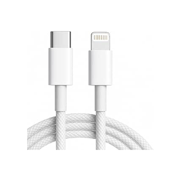 Cabo Carregador Turbo 2 Metros Trançado De Nylon Branco Compatível com iPhone 14/13/12/11/XR/XS/8/7/SE/Certificado Premium