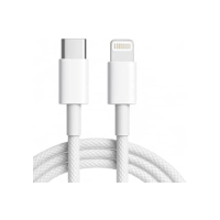Cabo Carregador Turbo 2 Metros Trançado De Nylon Branco Compatível com iPhone 14/13/12/11/XR/XS/8/7/SE/Certificado Premium