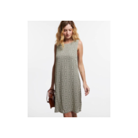 Vestido sem Manga em Viscose com Estampa Abstrata Verde Oliva