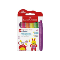 Giz de Cera Jumbo Little Creatives, Neon, Faber-Castell, Supermacio, Grosso, Infantil, Pré-escola, 6 Cores