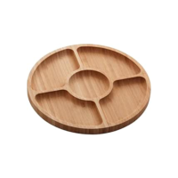 LYOR - Petisqueira de Bambu com 5 Divisórias Round 25cm x 25cm x 1,6cm