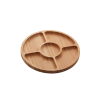 LYOR - Petisqueira de Bambu com 5 Divisórias Round 25cm x 25cm x 1,6cm