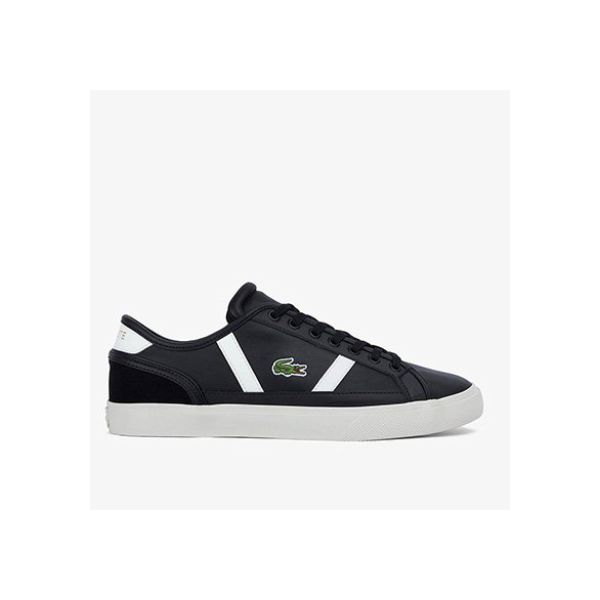 Tênis Couro Lacoste Sideline Pro Masculino - Preto+Branco